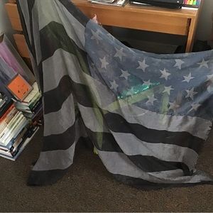 FREE People GIANT grey black blue flag scarf